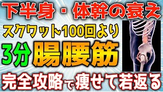 【スクワット100回より】下半身の筋力・体幹力が3分で倍増する腸腰筋完全攻略法！『ぽっこりお腹/足痩せ｜内臓脂肪/中性脂肪 減少｜猫背・反り腰・腰痛・股関節痛・膝痛・坐骨神経痛・脊柱管狭窄症まで解消』
