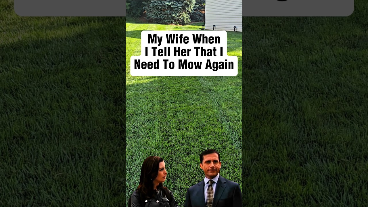 My wife's expression every single lawn season #relatable #marriage #lawncare