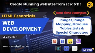 4 || HTML Essentials: Images, Image Mapping, Marquee, Tables, Lists, & Special Characters- Practical