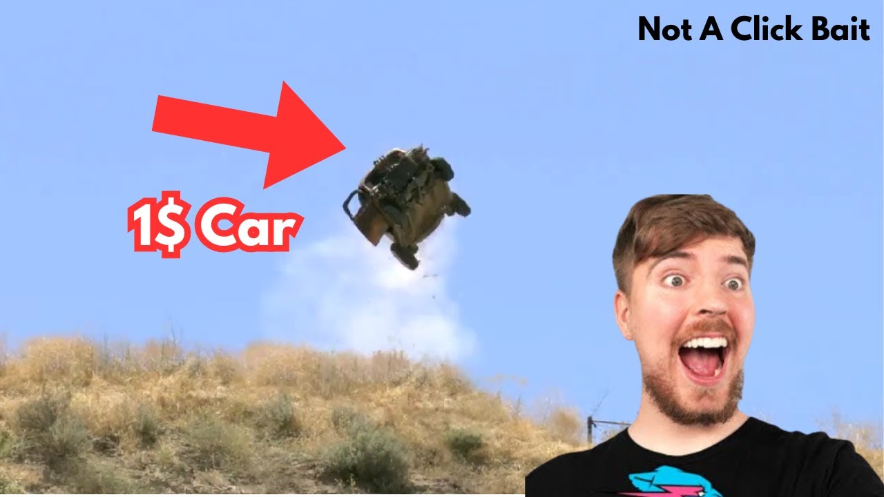 Mr. Beast Jumps From Cliff In 1$ Car! Watch At Your Own Risk. #mr.beast ...