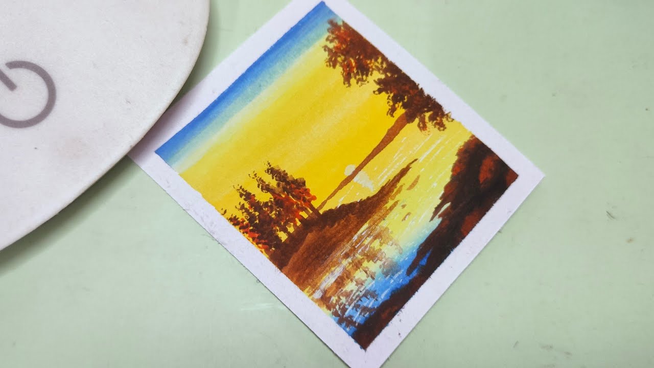 Beautiful Sunrise scenery painting for beginners | landscape painting ...