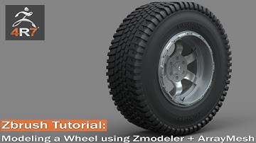 Zbrush 4r7 Tutorial - Modeling a Wheel using Zmodeler+ ArrayMesh Part 3