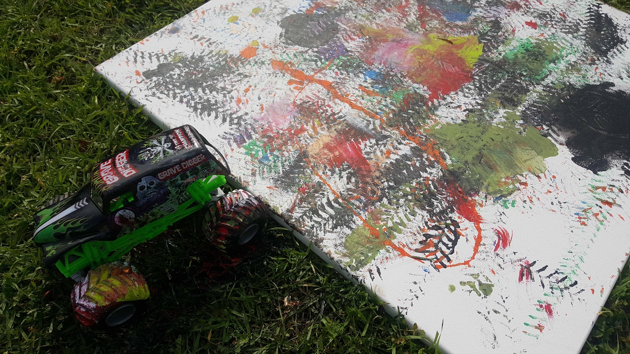 Painting with MONSTER TRUCKS Art Vlog 1 YouTube