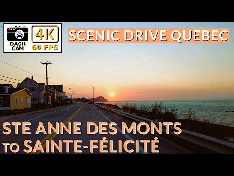 ⁴ᴷ⁶⁰ Dash Cam - Route 132 Scenic Drive: Ste Anne des Monts to Sainte-Félicité, Quebec