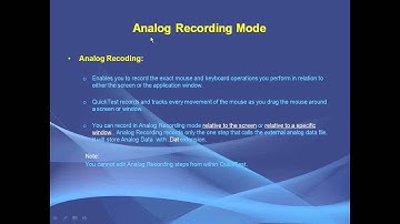 QTP Recording Modes 1 - Normal and Analog
