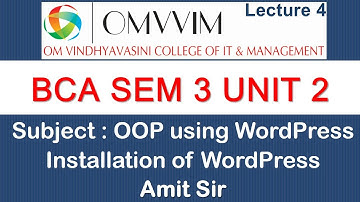 BCA SEM 3 l OOP using WordPress l Topic  WordPress Installation l Lecture 4 l Amit Sir