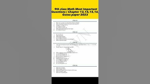 9th class math most important Questions guess 2023 #shorts #short