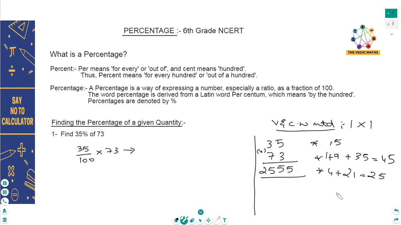 Learn how to solve 6th grade percentage problem using Vedic Maths Trick ...