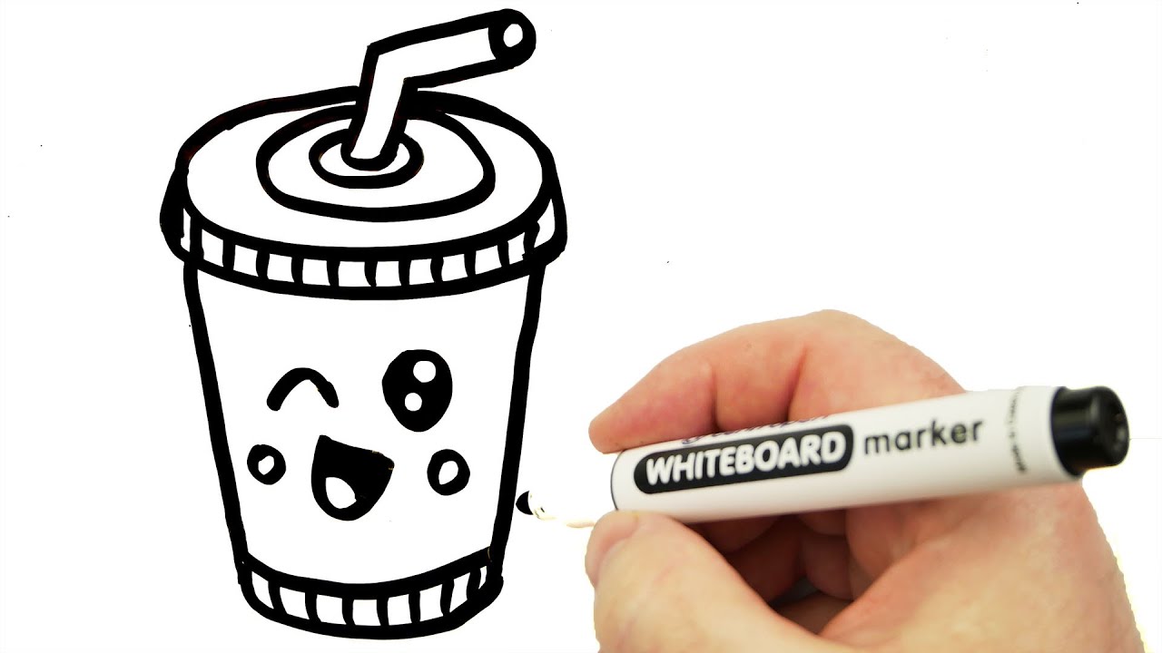How to Draw a Cute Drink Easy 🥤 Drawing on a Whiteboard - YouTube