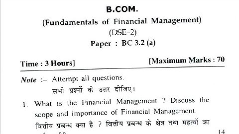 HPU Fundamentals of Financial Management question paper 2021-22 | B.Com final year question paper