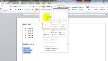 Word Processing   Bullet and Numbered Lists