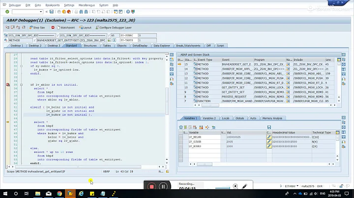 SAP + oData debug  + Select statement