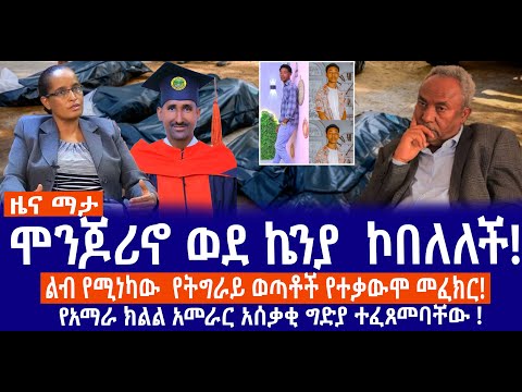 ሞንጆሪኖ ወደ ኬንያ ኮበለለች ልብ የሚነካው የትግራይ ወጣቶች የተቃውሞ መፈክር የአማራ ክልል አመራር አሰቃቂ ግድያ ተፈጸመባቸው 