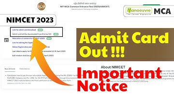 NIMCET 2023 - Admit Card Out ! | Important Notice | Admit Card Download Date | Watch Now