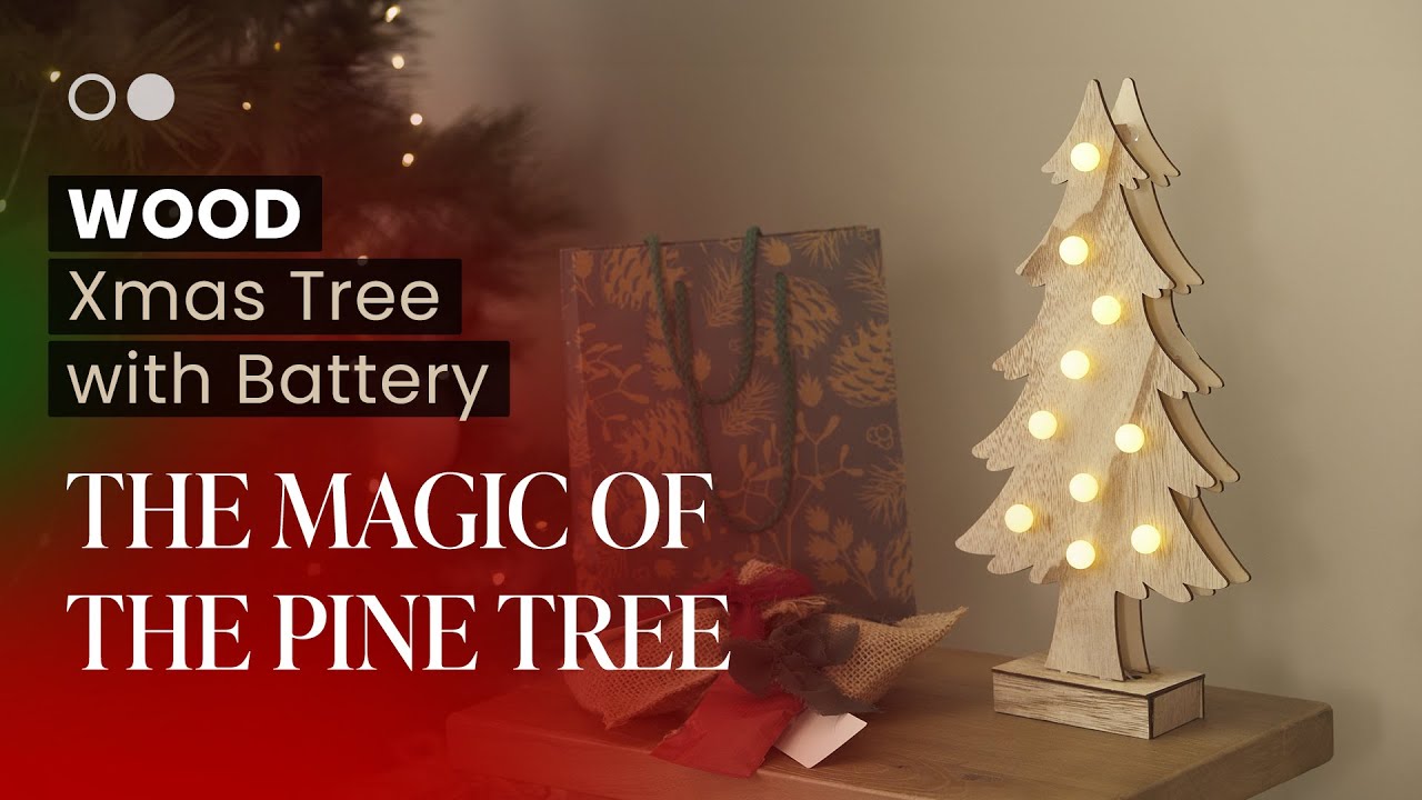 LEDKIA LED-Weihnachtsbaum Aus Holz – Mit Batterie, Warmweiß (3000K), Für Innen, IP20 – Dekorativer Lichtbaum