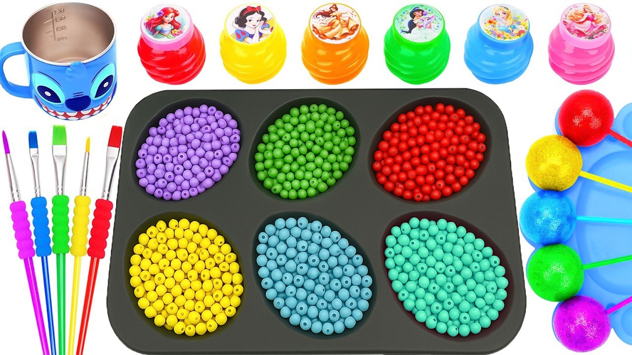 Satisfying Video | DIY How to Make Sparkly Rainbow Bead Mixing Sprunki Powder in Egg Tray Sound ASMR
