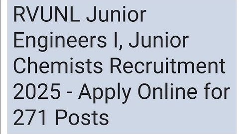 RVUNL RECRUITMENT #Junior Engineer, junior chemists jobs #2025