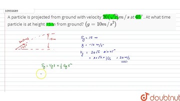 A particle is projected from ground with velocity `20(sqrt2) m//s` at `45^@`. At what time particle