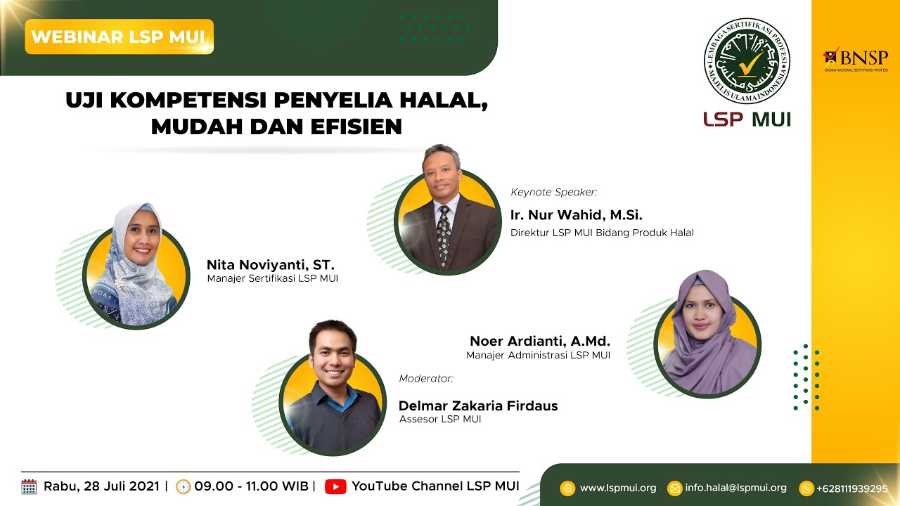 Webinar Uji kompetensi penyelia Halal,  Mudah dan Efisien