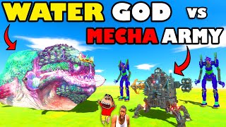 WATER GOD vs MECHA ARMY & GODZILLA GOD CASTLE SHINCHAN and CHOP in ANIMAL REVOLT BATTLE SIMULATOR