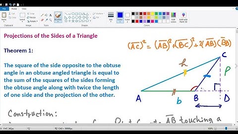 Relation Between Squares Of The Sides Of An Obtuse Angled Triangle And The Projection Of One Side