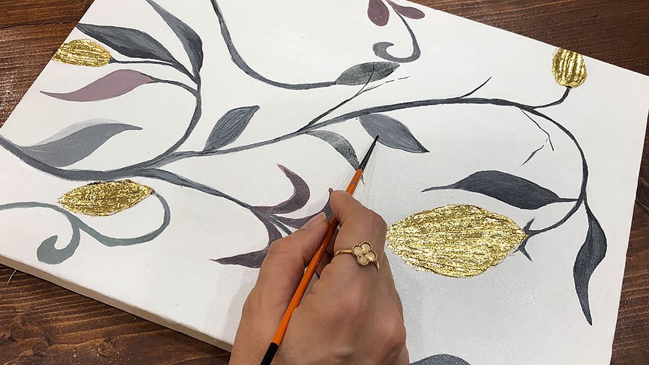 Texture Art | Gold Leaf Painting | DIY Textured Canvas Art 🖌️ 🎨 # ...