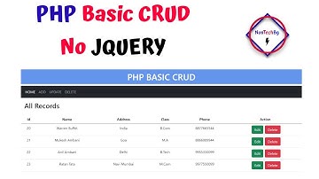 PHP BASIC CRUD Operation NO JQUERY NO JAVASCRIPT BY NonTechBg |