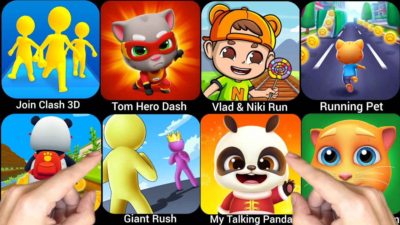 Panda Rush Giant Rush,Panda Rush,Join Clash 3D,Running Pet,Tom Hero Dash,Vlad ...