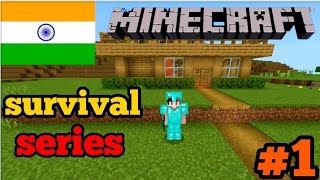 Minecraft Pe survival series EP-1 in Hindi | I made survival house & diamond armor #minecraftinhindi
