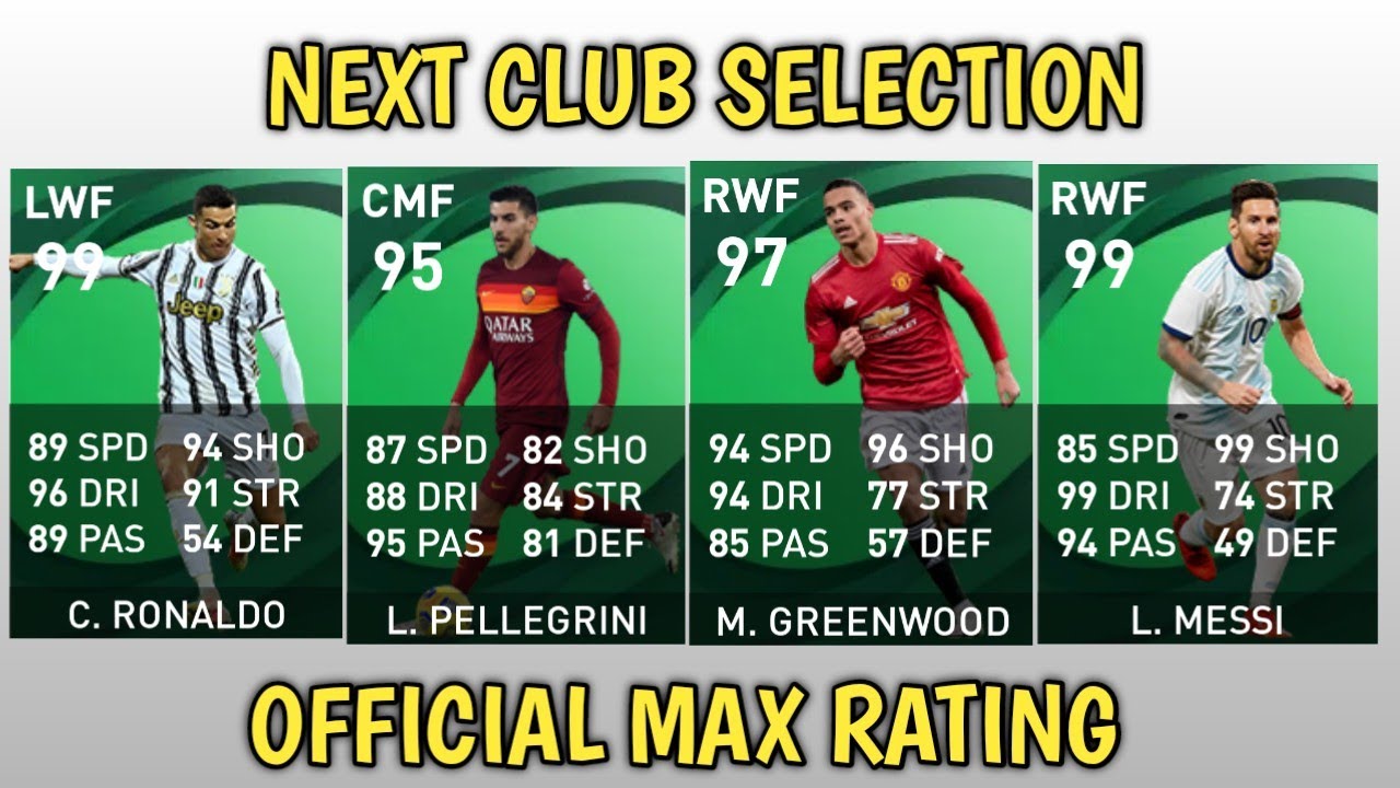 NEXT CLUB SELECTION PES 2021 MOBILE MONDAY 22 MARCH 2021