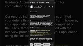 cisco mail nhi aaya kya kre #cisco apprentice program