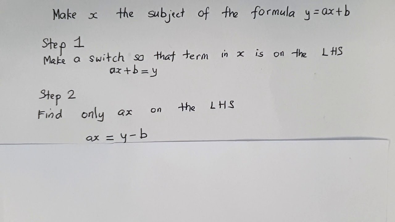 Make x the subject of the formula y=ax+b