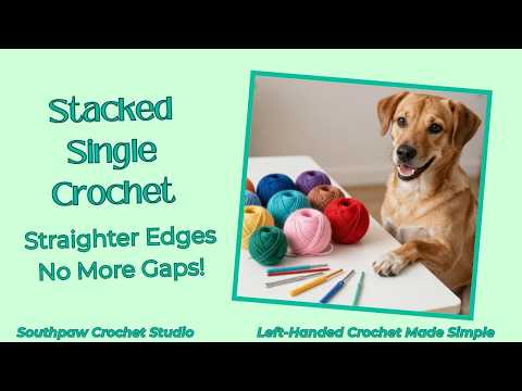 How to Crochet a Stacked Single Crochet Left-Handed | Straighter Edges, No Gaps