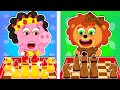 Lion Family | Rich Chess vs Broke Chess Chess Queen | Cartoon for Kids