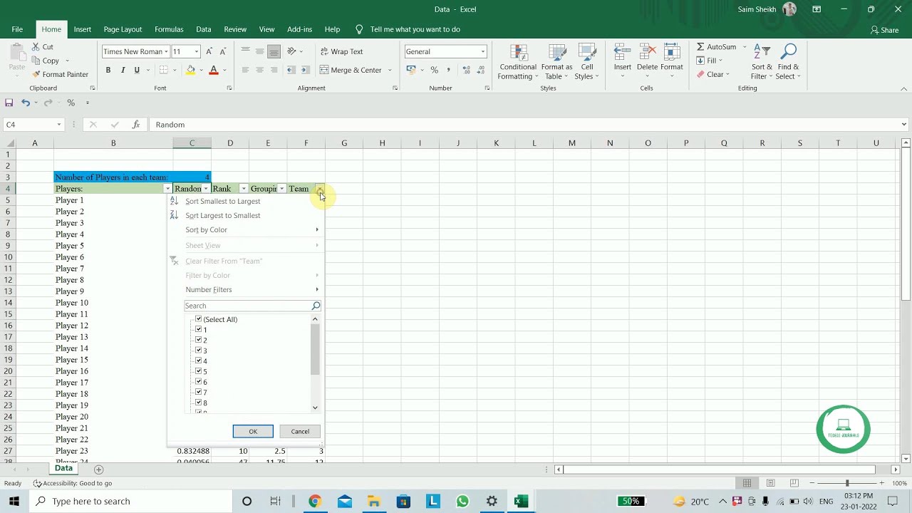 How to Randomly assign people to different Teams using Excel II Creating Random Groups using Excel