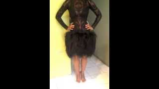 UNQIUE SHEER TOP FEATHER SKIRT JOVANI