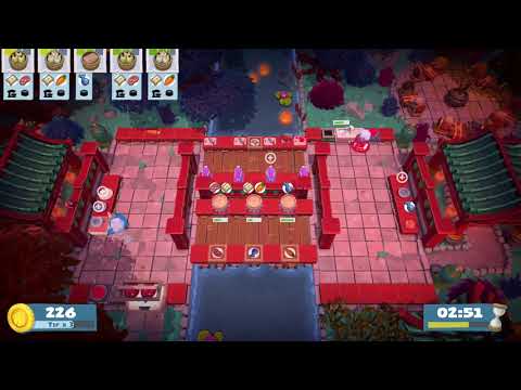 Overcooked 2 - Spring Festival DLC - Level 1-5 - 4 Stars - 2 Player co-op