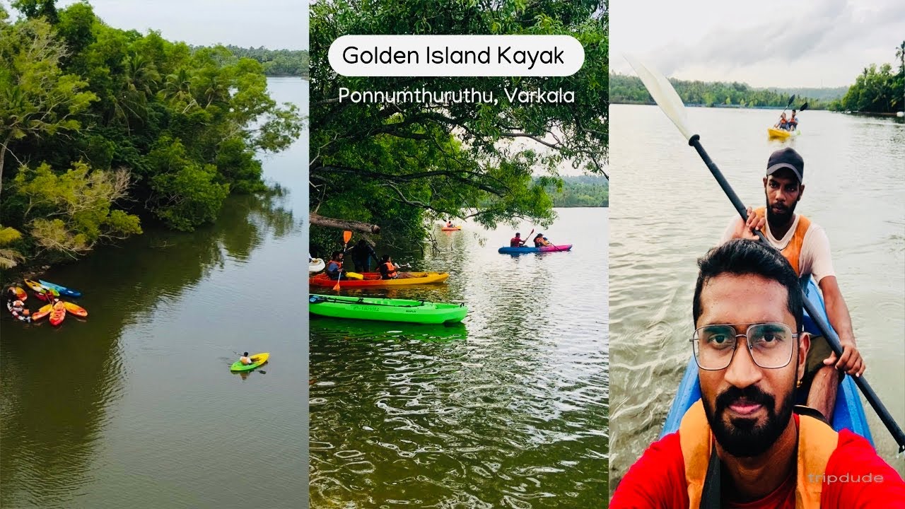 Kayaking to Ponnumthuruthu in Varkal  Golden Island Trivandrum 🏝️  #varkala #trivandrum #kerala 