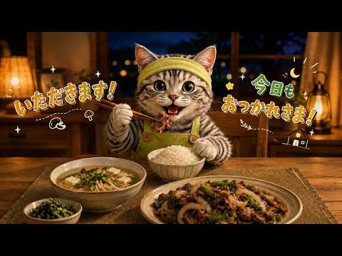 【ASMR料理】グレータビー猫の卵ご飯と牛肉炒め作り🐱🍲