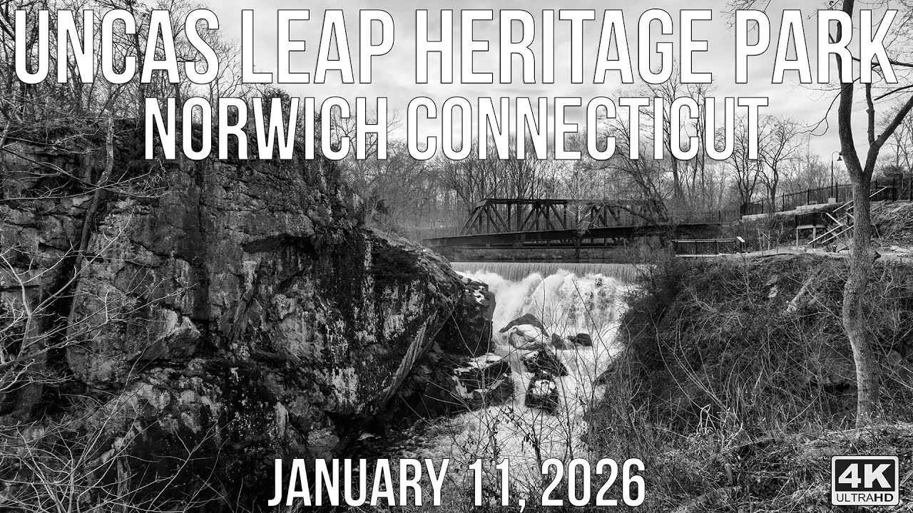 Uncas Leap Heritage Park | Norwich, Connecticut | Black & White Late Afternoon | 4K