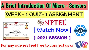 A Brief Introduction Of Micro - Sensors | Week 1 Answers 2021 | NPTEL ||