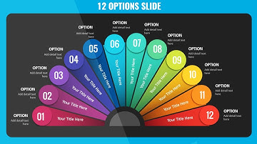 Colorful 12 Options Slide in PowerPoint. Tutorial No.876