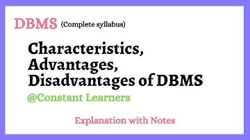 3. Characteristics, advantages, disadvantages of DBMS | Understand & Remember | Concepts made easy