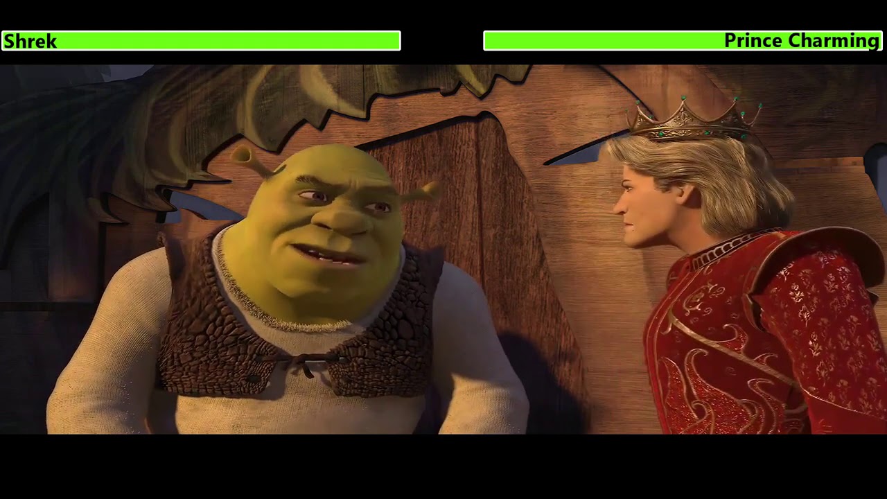 Shrek the Third (2007) Final Battle with healthbars