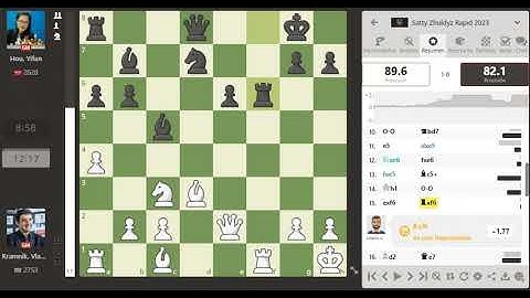 Vladimir Kramnik VS Hou Yifan 2023 satty zhuldyz rapid ROUND 01