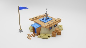 Headquarters in 3D Boom Beach Working Process Blender Tutorial