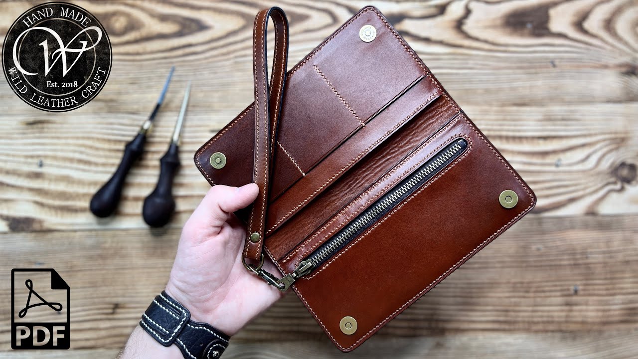 Making a leather Travel wallet long by #wildleathercraft. Free pattern ...