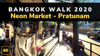 Bangkok 4k walking tour | neon market to pratunam pier in thailand
street walk
