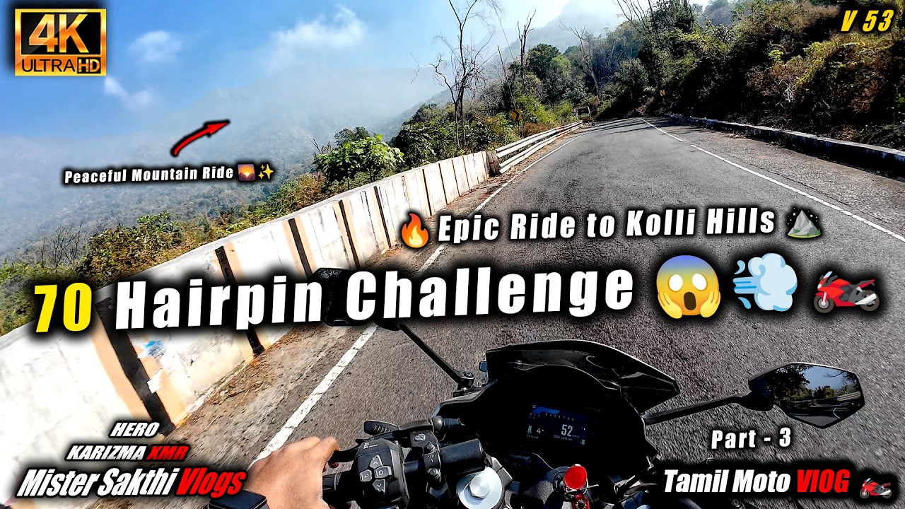 4K Kolli Hills - 70 Hairpin Bends - Bike Ride | Raw Sound | No Commentary | Kollimalai Hill Ride POV