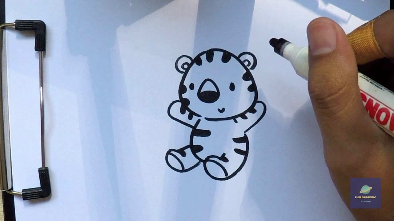 How to Draw cute tiger - YouTube